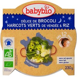 Assiette Bonne Nuit Bio Riz Brocoli et Haricots Verts du Val de Loire 230g
