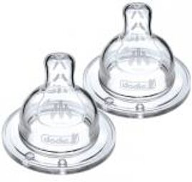 Tétine Sensation+ Plate - Col Large - 0-6 Mois - Silicone Débit 2 - Lot de 2 - Blister 2 tétines