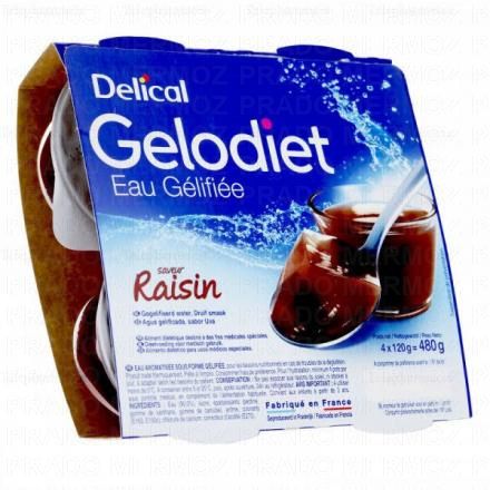 Gelodiet - Eau gélifiée raisin 4x120g