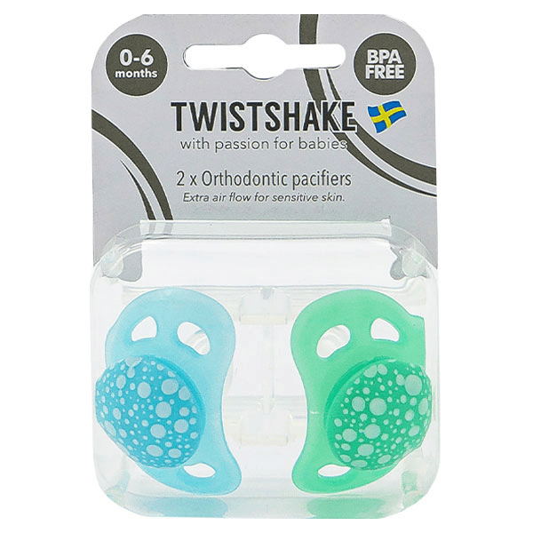 Sucette Orthodontique Vert/ Bleu +0m Lot de 2