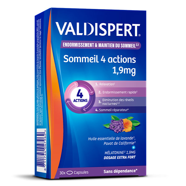 Mélatonine 1,9mg Sommeil 4Actions 3x30 Capsules