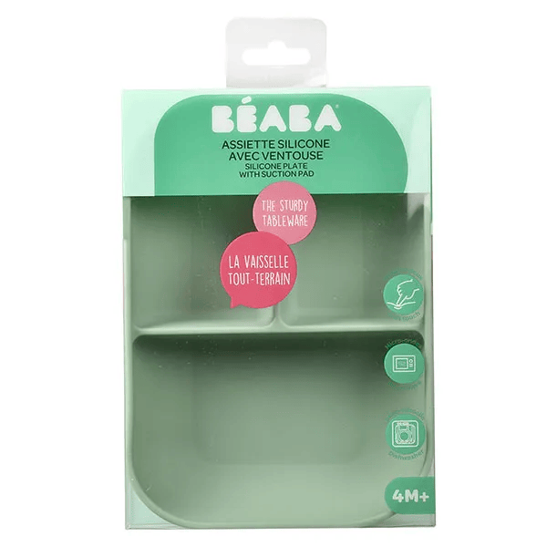 Assiette compartimentée silicone sage green