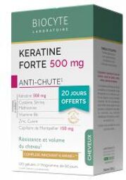 Pack Kératine Forte 500 mg Anti Chute Résistance du Cheveu 120 Gélules - Boîte 120 gélules