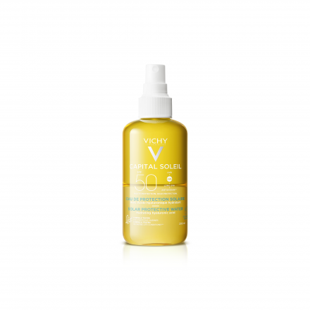 Capital Soleil- Eau de protection solaire avec Acide Hyaluronique SPF50 hydratante 200ml