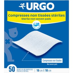 Compresses Non Tissées Stériles 10cm x 10cm 2x50 Unités