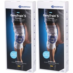Bauerfeind® GenuTrain S Genouillère active avec stabilisateurs latéraux articulés Taille 5 Gauche Titan