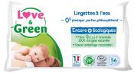 Lingettes à L'eau en Fibres 100% Naturelles et Biodégradables X 56 - Sachet 56 lingettes