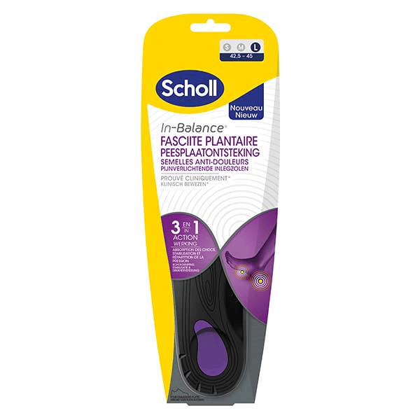 Scholl Semelles Anti-Douleurs Fasciite Plantaire Taille L Pointure 42.5-45