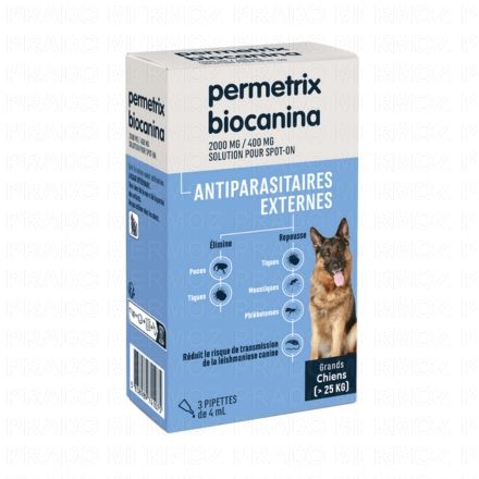 Antiparasitaire externe - Permetrix grands chiens x3 pipettes de 4ml