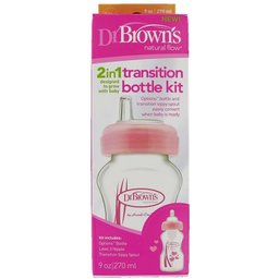 Kit de Transition Biberon Rose 270 Ml Silicone 2 en 1 270 Ml