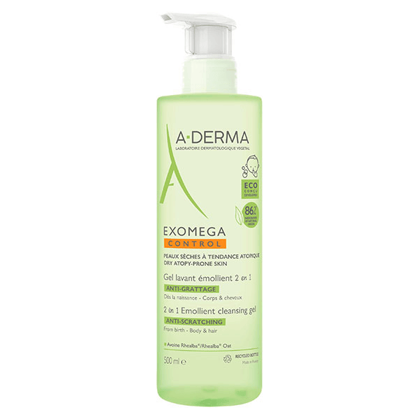 Exomega Control Gel Lavant Émollient 2 en 1 Anti-Grattage 500ml