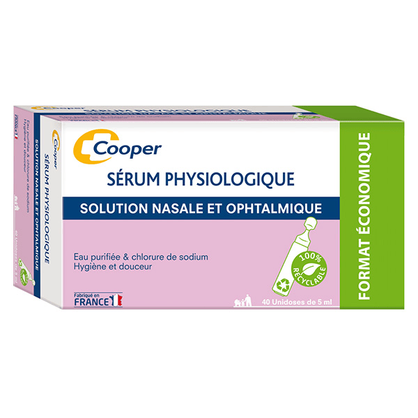 Sérum physiologique Lavage du nez et des yeux Hygiène 40 unidoses