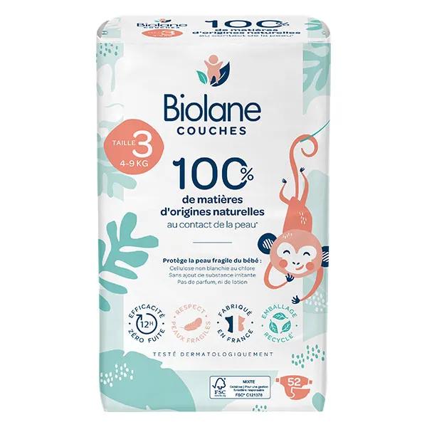 Couches Naturelles Taille 3 Ultra-Absorbant Pas de Fuite 52 unités