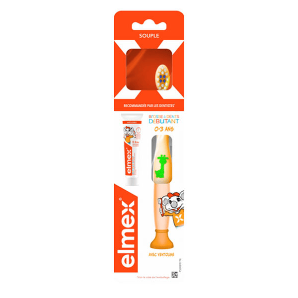 Brosse à Dents Débutant 0-3ans + Dentifrice Enfant 12ml Offert