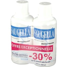 - Dermoliquide - Soin lavant pour l’hygiène intime quotidienne des femmes adultes - à base d’extrait de Sauge - Assure le bien-être intime quotidien - Flacons Lot 2x500 ml