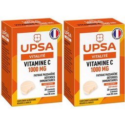 Vitamine C 1000 mg - 20 comprimés effervescents - Adulte - Complément alimentaire, goût orange - Fatigue passagère et défenses immunitaires