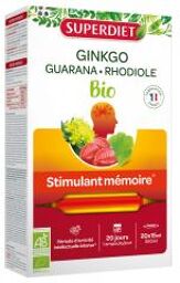 Stimulant Mémoire Bio (Ginkgo Boost Bio) - 20 Ampoules de 15 ml - Boîte 20 ampoules de 15 ml