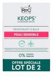 Keops Sensitive Déodorant à Bille Peaux Sensibles 48H 2 x 30 ml - Lot 2 x 30 ml