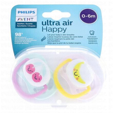 Sucettes Ultra air 0-6m x2 happy
