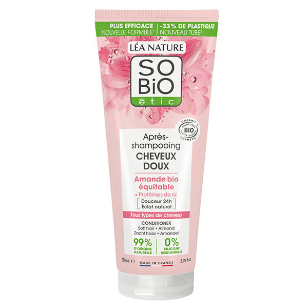 So'Bio Étic Cheveux Doux Après-Shampoing Amande & Protéines de Riz Bio 200ml