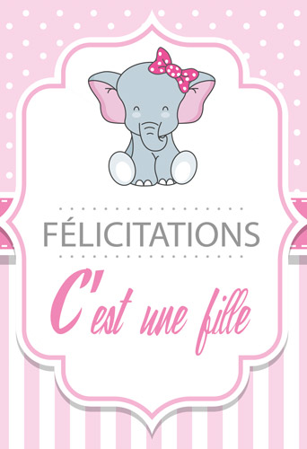 Carte cadeau : Félicitations c'est une Fille #CC_FELICITATIONSFILLE1-5