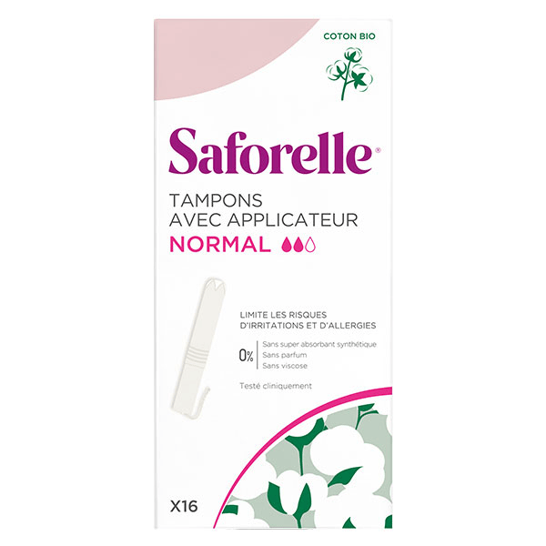 Protections Tampons Normal en Coton Bio avec Applicateur 16 unités