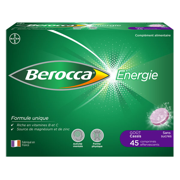 Energie Cassis Vitamine B et C Magnésium Zinc 45 comprimés effervescents