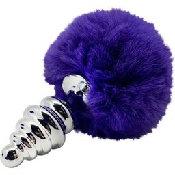 Anal Pleasure Plug Spirale Métal Pompon Violet Foncé L 1ut