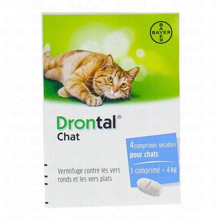 Chat - Vermifuge contre les vers ronds et les vers plats 4 comprimés