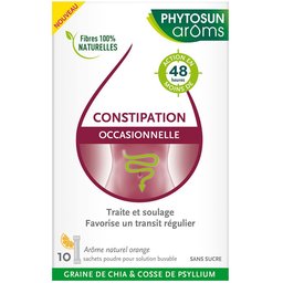 Aroms - Constipation Occasionnelle - Arôme Naturel Orange - Sans Sucre - 10 Sachets Poudre pour Solution Buvable