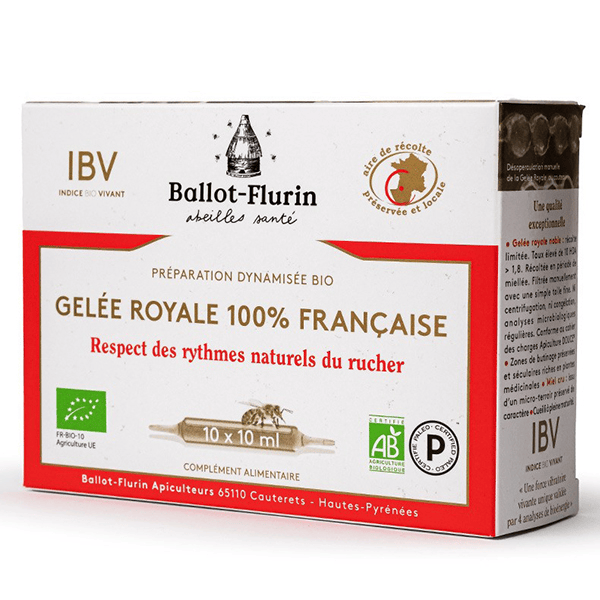 Santé Préparation Dynamisée Gelée Royale 100% Française Bio 10 ampoules
