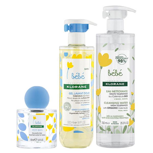 Bébé Kit Complet Soin et Toilette (Eau Nettoyante, Gel Lavant et Eau Parfumée)