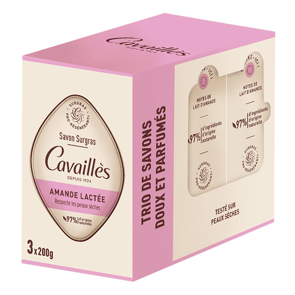 Cavailles Savon surgras Amande lactée 3X200gr