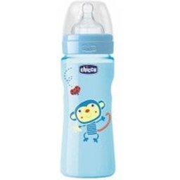 Bouteille en Silicone 330ml Bleu Rapid Flow 4m+