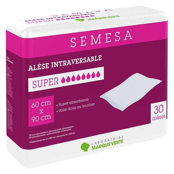 Semesa Alèse Intraversable Super 60cm x 90cm 30 unités