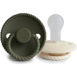Block Silicone Pacifier Cream Olive 0-6M 2uts