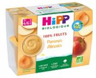 100% Fruits Pommes Abricots dès 4/6 Mois Bio 4 Pots - Carton 4 pots de 100 g