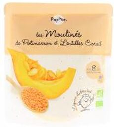 Les Moulinés Potimarron et Lentilles Corail 8 Mois et + Bio 180 g - Doypack 180 g