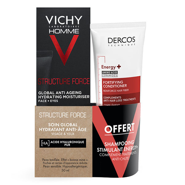 Homme Soin Hydratant Anti-Age pour Homme 50ml+ Shampooing stimulant anti-chute 50ml offert