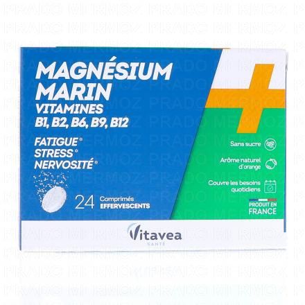 Magnésium Marin + vitamines B1 B2 B6, B9, B12 comprimés effervescents x24