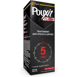- Flash - Lotion spray anti-poux et lentes - 100% Efficace - Agit en 1 application de 5 minutes seulement - Rinçage facilité - Traitement du cuir chevelu - Lot de 2 x 150 ml -15% sur le secon