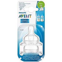 Avent Tétine 2 Trous Silicone Débit lent 1 mois+