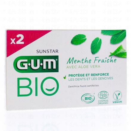 Dentifrice Menthe fraîche aloe vera bio lot de 2 tubes 75ml