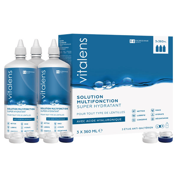 Solution de Nettoyage Multifonction pour Lentilles Souples Lot de 3 x 360ml