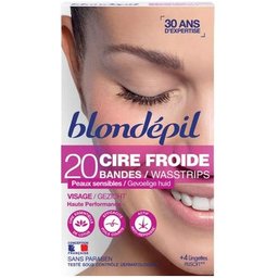 Blondépil Bandes Cire Froide Visage 20 Bandes