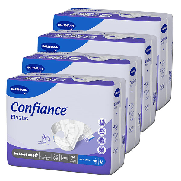 Confiance Elastic 10 Gouttes Taille L 14 changes complets - Lot de 4