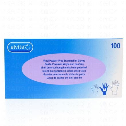 gants d'examen Vinyle non poudrés boîte de 100 taille m