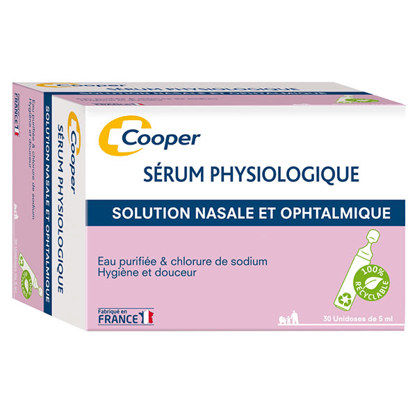 Sérum physiologique Lavage du nez et des yeux Hygiène 30 unidoses