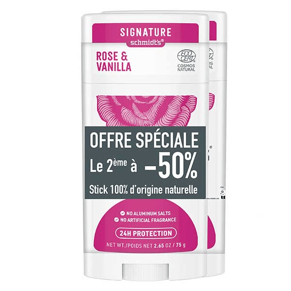 Schmidt's Signature Déodorant Stick Rose & Vanille 2x58ml