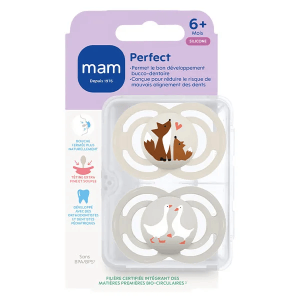 Sucette Perfect Animaux 6+ mois Silicone X2
